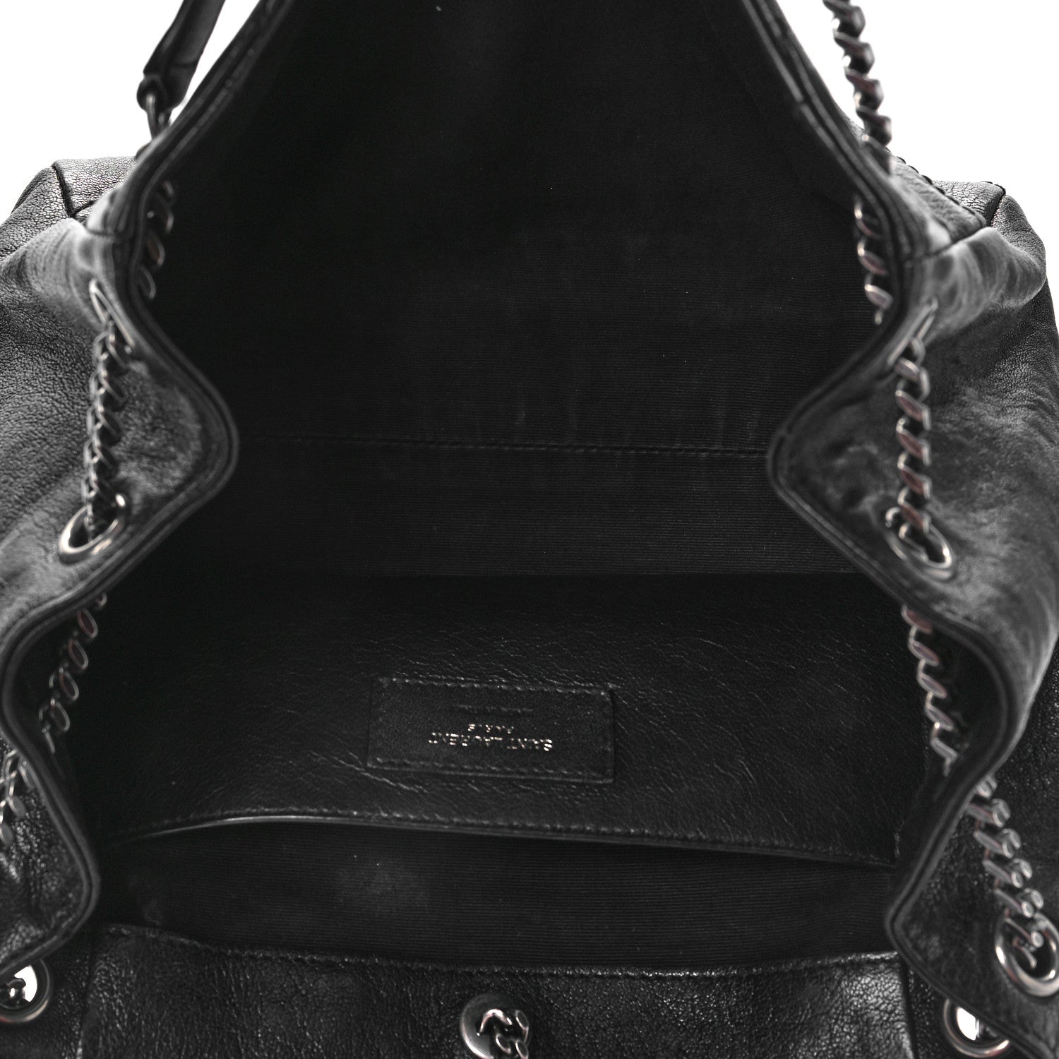 Saint Laurent Pebbled Lambskin Chevron Monogram Small Nolita Black 5 of 8
