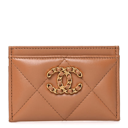 Chanel Lambskin Quilted Chanel 19 Card Holder Brown 1 of 10