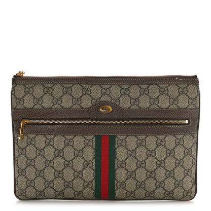 Gucci GG Supreme Monogram Large Ophidia Pouch Clutch Brown 1 of 11