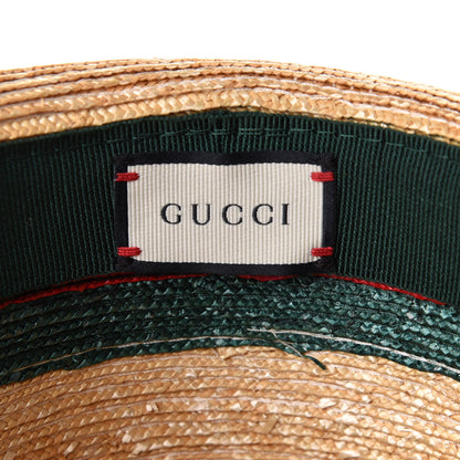 Gucci Abaca Straw Web Fedora Hat L 7 of 8