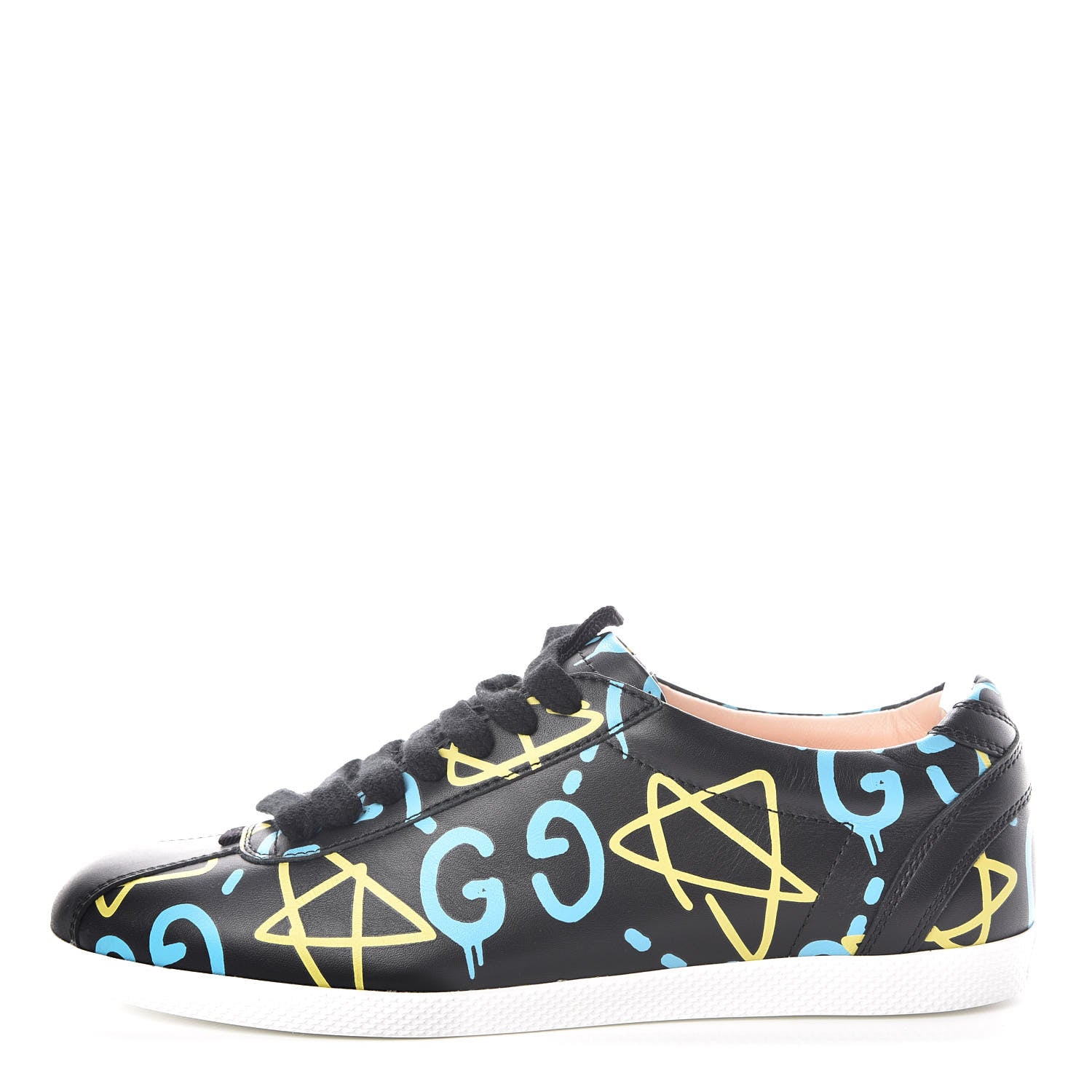 Gucci Calfskin GucciGhost Print Womens Low Top Sneakers 35.5 Black New Acquamarine 1 of 7