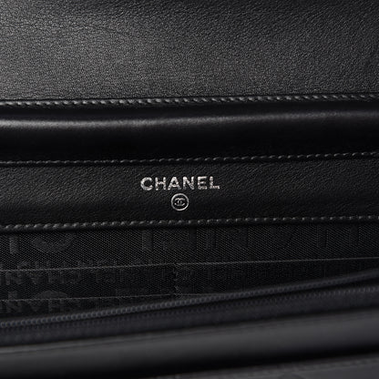 Chanel Lambskin Embossed Lax Wallet On Chain WOC Black 6 of 14