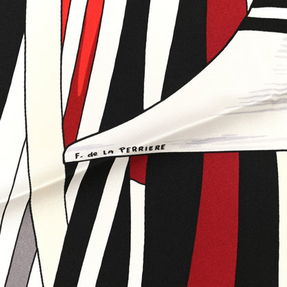 Hermes Silk Cuirs Du Desert II Shawl 140 Rouge White Black 6 of 11