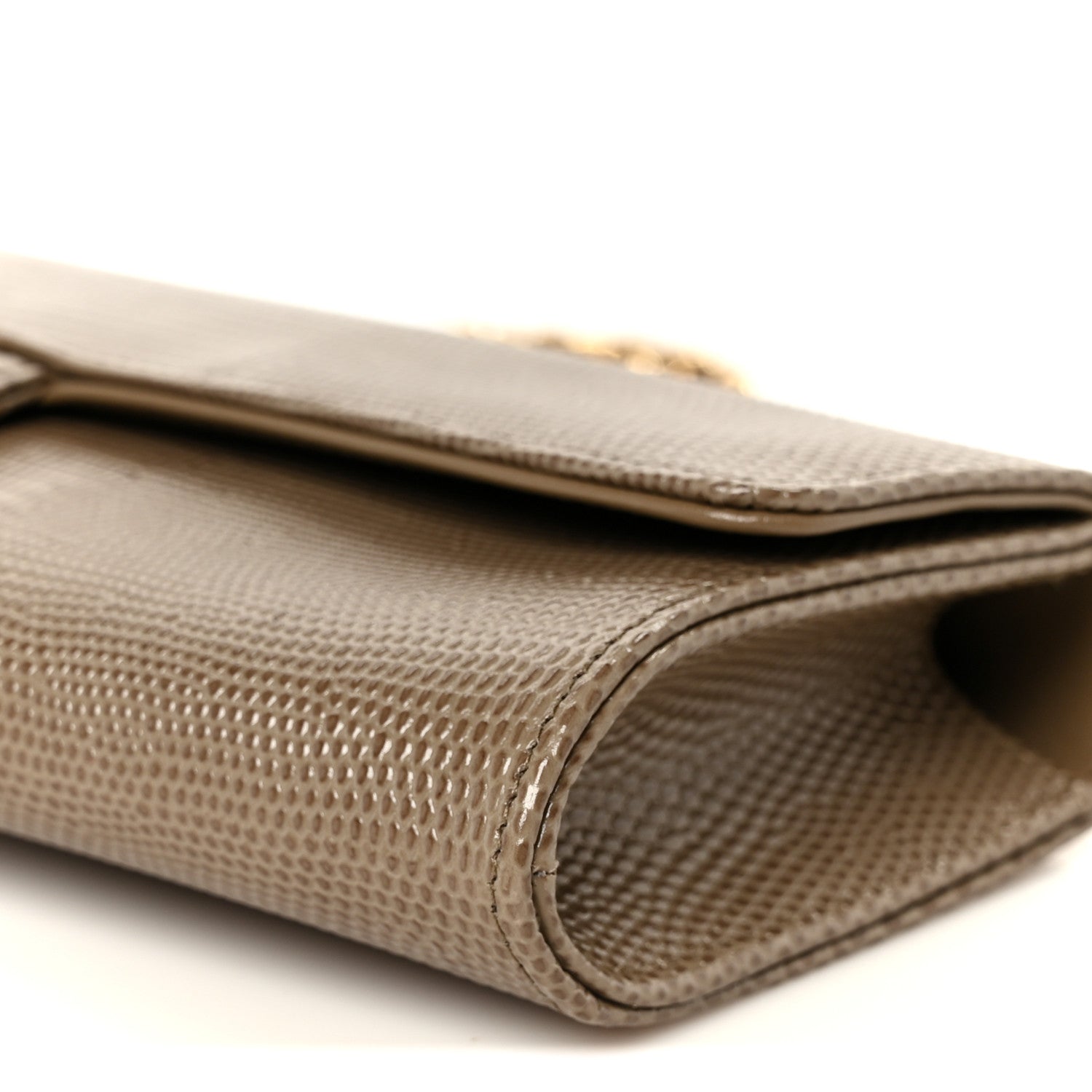 Chanel Calfskin Lizard Embossed Clutch With Chain Dark Khaki Dark Khaki 11 of 12
