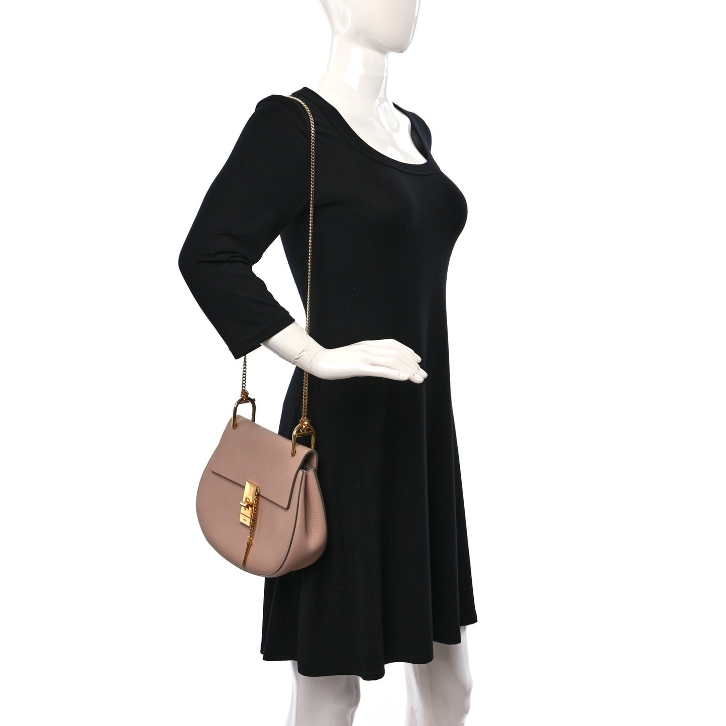 Grained Lambskin Mini Drew Shoulder Bag Cement Pink