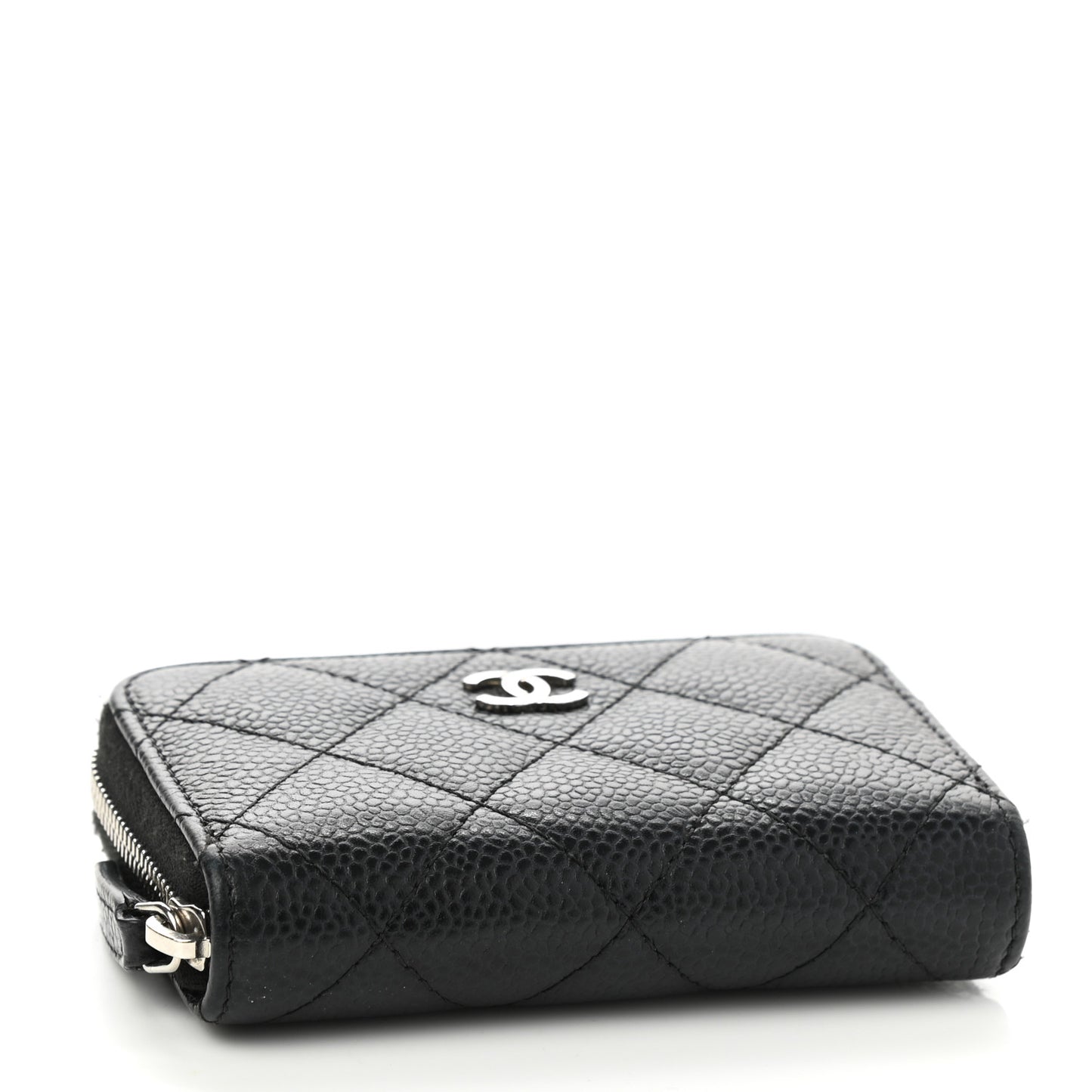 Caviar Quilted Classic Zipped Coin Purse Black
