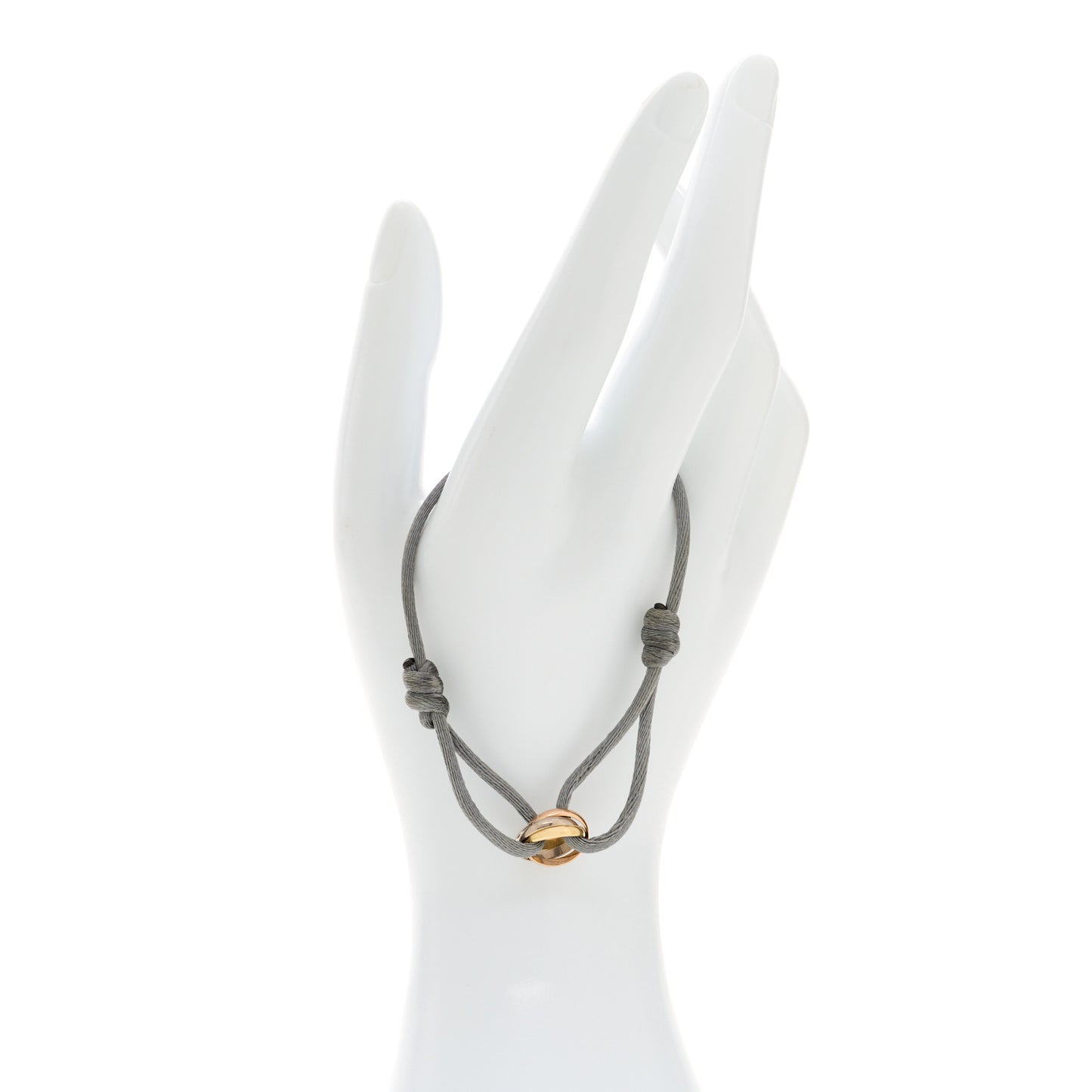 18k Pink Yellow White Gold Trinity Adjustable Cord Bracelet Grey