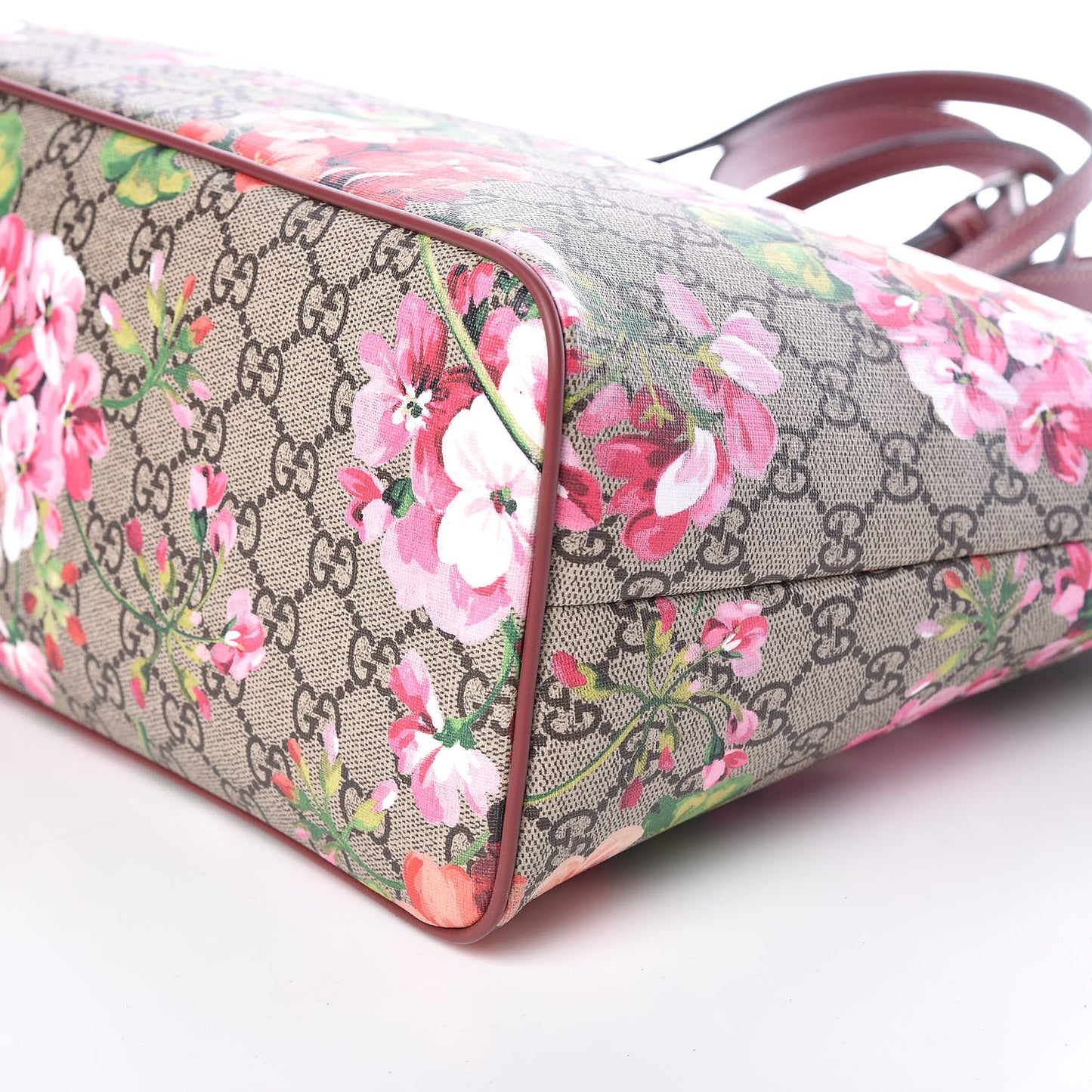 GG Supreme Monogram Blooms Medium Zippered Tote Beige Multicolor Dry Rose