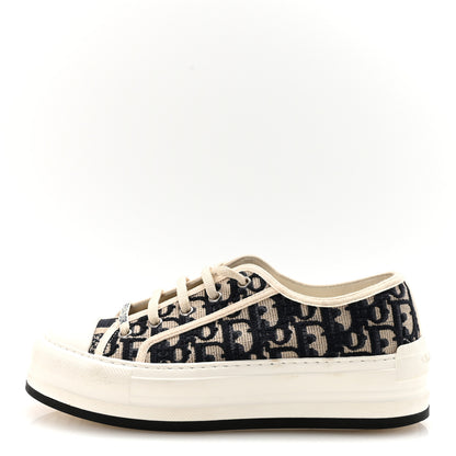 Christian Dior Canvas Oblique Walk'N'Dior Low Top Platform Sneakers 38 Deep Blue 1 of 10