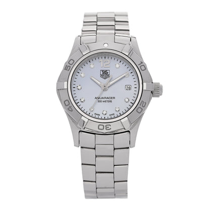 Tag Heuer Stainless Steel Diamond Blue Mother of Pearl 27mm Aquaracer Lady Quartz Watch WAF1419 1 of 4