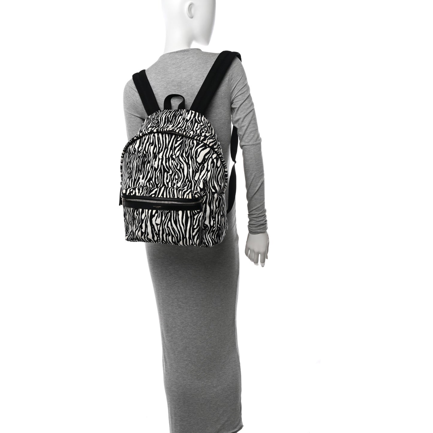 Canvas Zebra Print City Backpack Black White