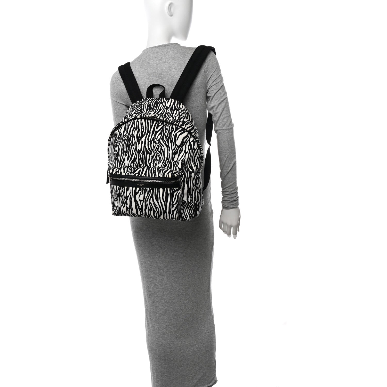 Saint Laurent Canvas Zebra Print City Backpack Black White 2 of 10