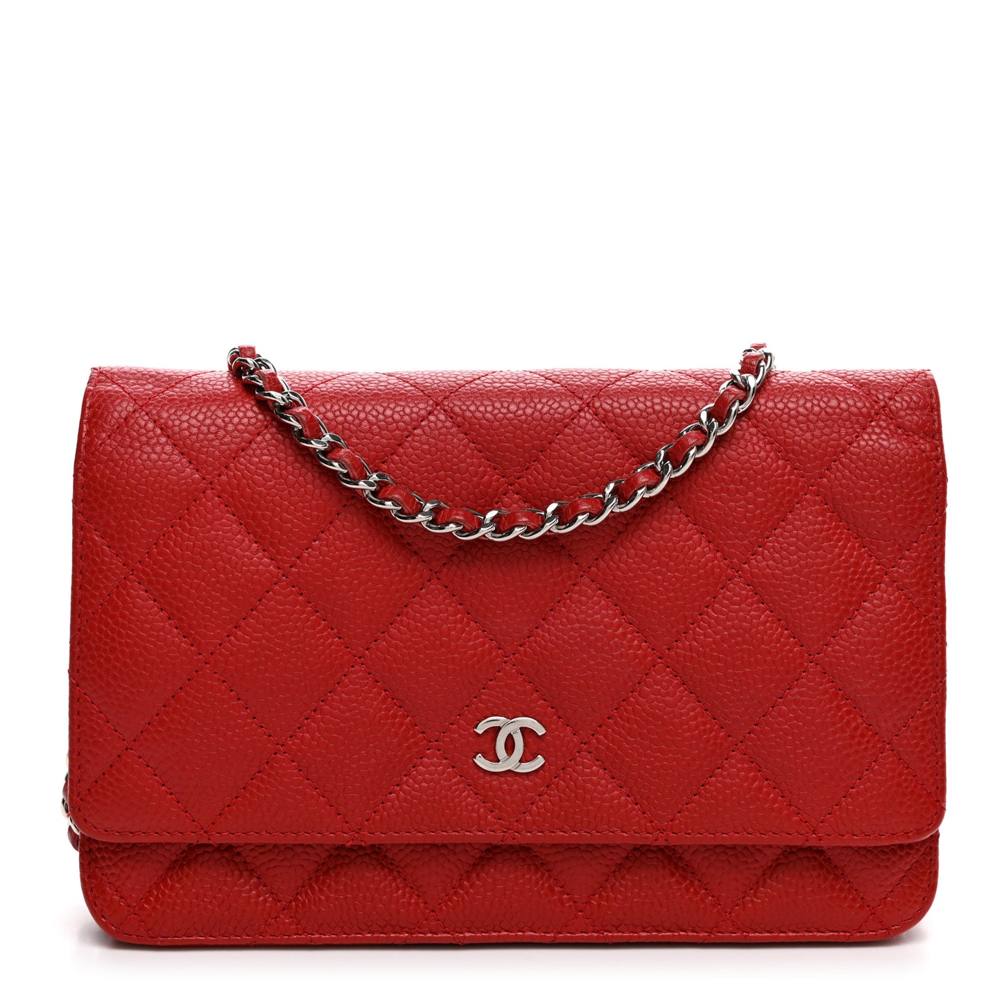 Caviar Quilted Wallet On Chain WOC Red