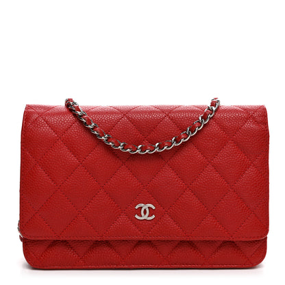 Chanel Caviar Quilted Wallet On Chain WOC Red 1 of 12