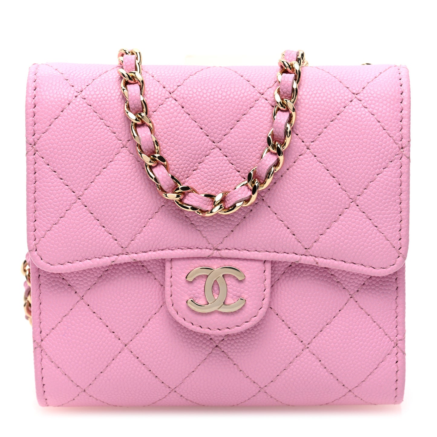 Caviar Quilted Clutch With Chain Bag Pink
