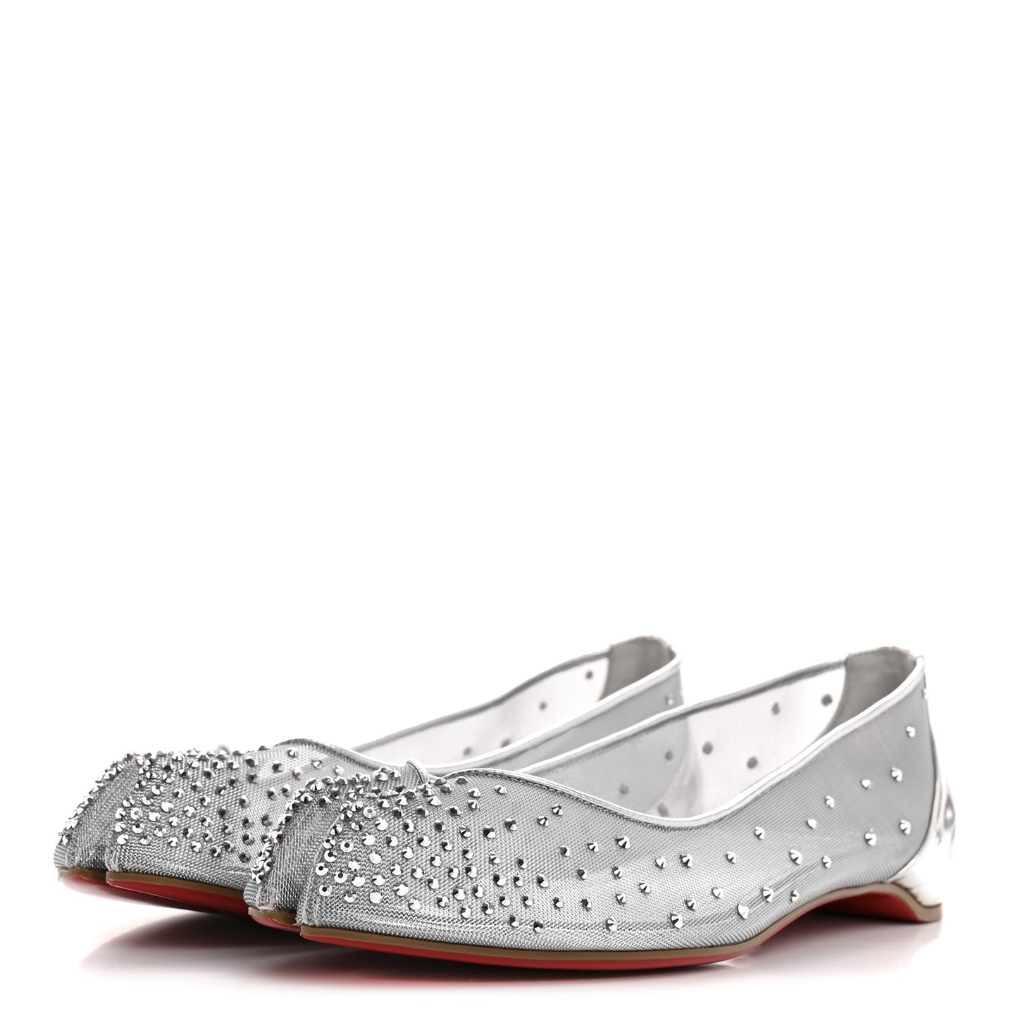X MAISON MARGIELA Rete Glitter Specchio Marlougiela Strass Tabi Flats 40 Silver