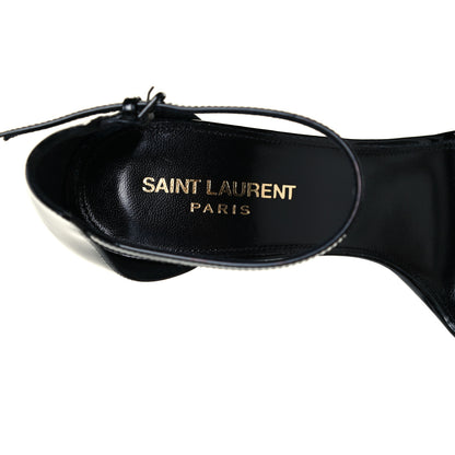 Saint Laurent Patent Calfskin Opyum 110 Sandals 38 Black 9 of 9