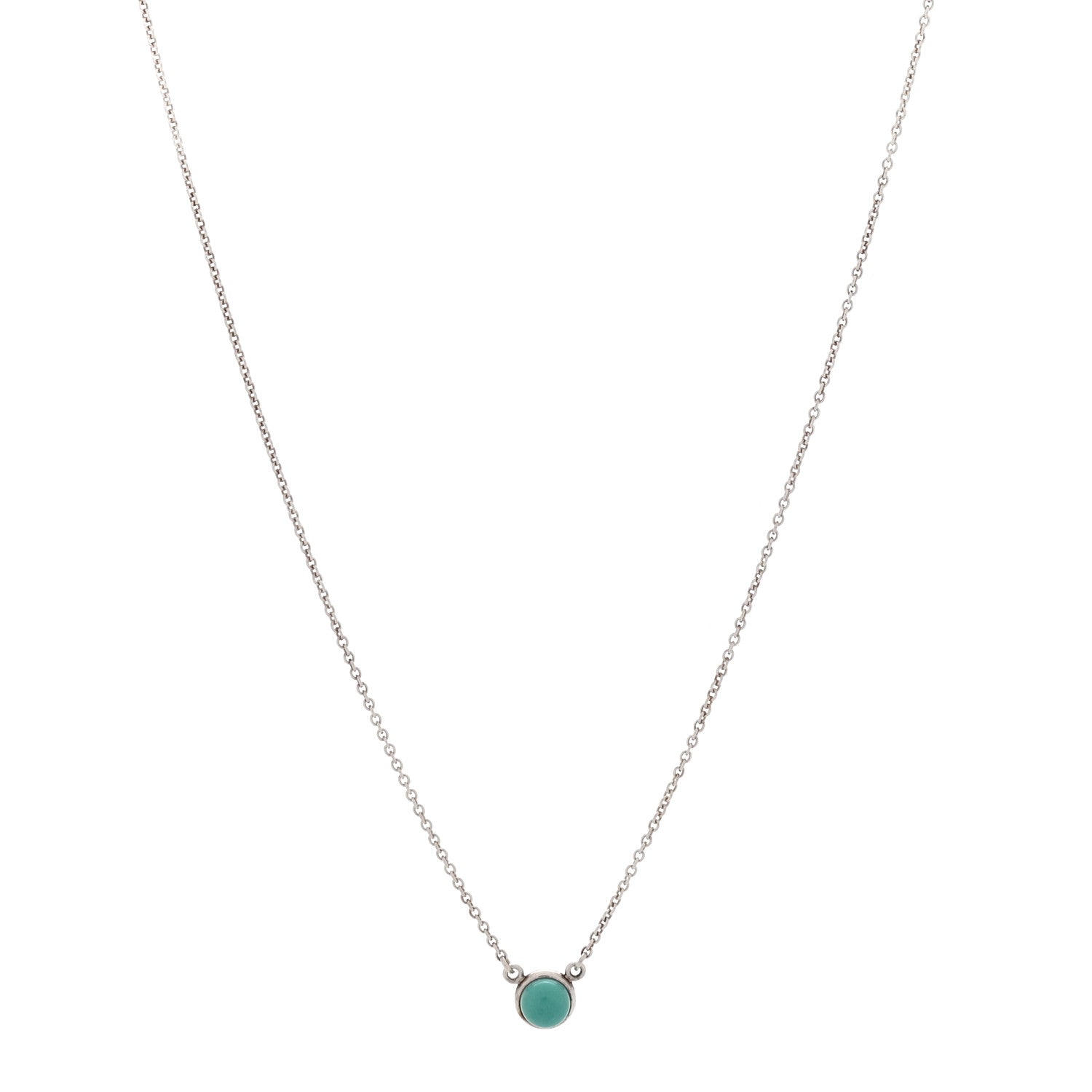 Tiffany Sterling Silver Turquoise Elsa Peretti Color by the Yard Pendant Necklace 1 of 5