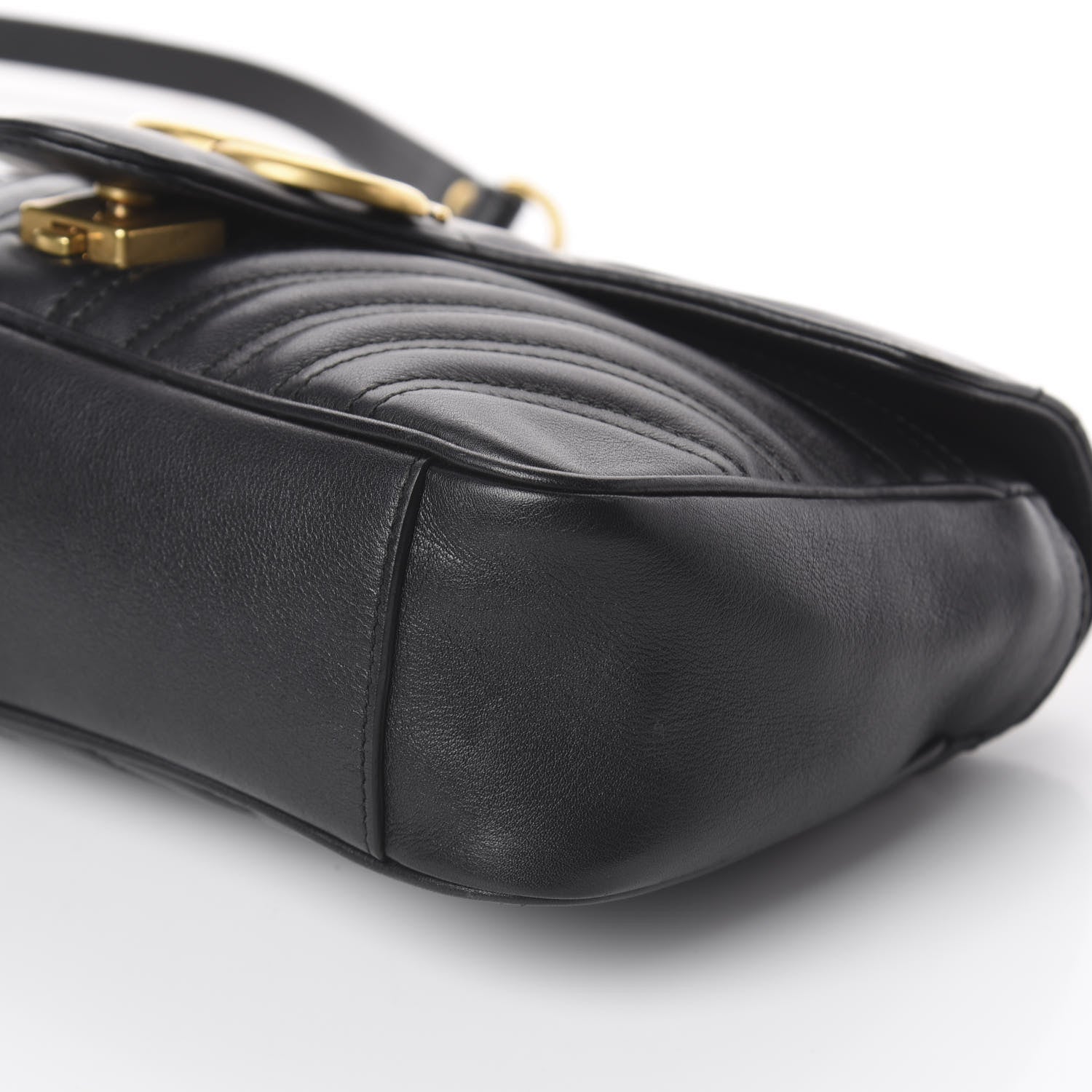 Gucci Calfskin Matelasse Small GG Marmont Shoulder Bag Black 8 of 8