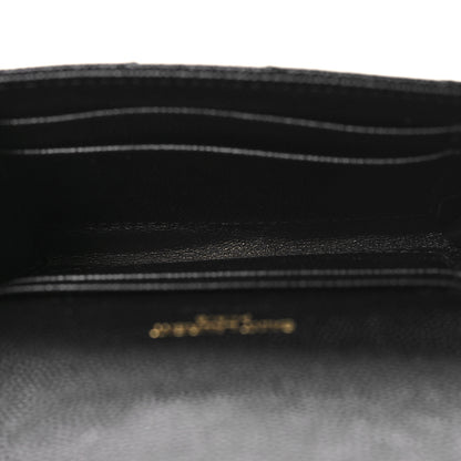 Saint Laurent Grain De Poudre Matelasse Chevron Small Monogram Envelope Wallet Black 5 of 8