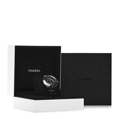 Chanel Stainless Steel Ceramic Diamond 38mm J12 Automatic Watch Black 5 of 5