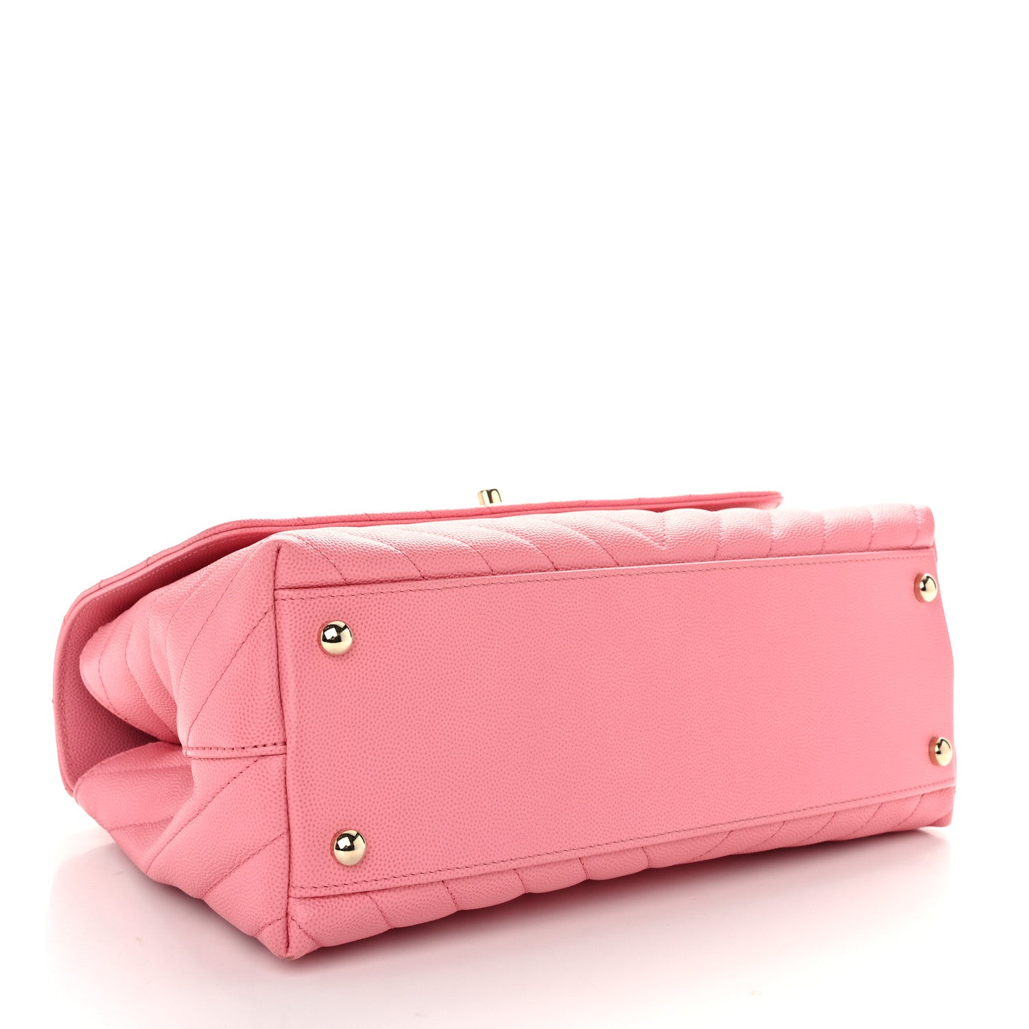 Chanel Caviar Chevron Quilted Small Coco Handle Flap Pink 4 of 10