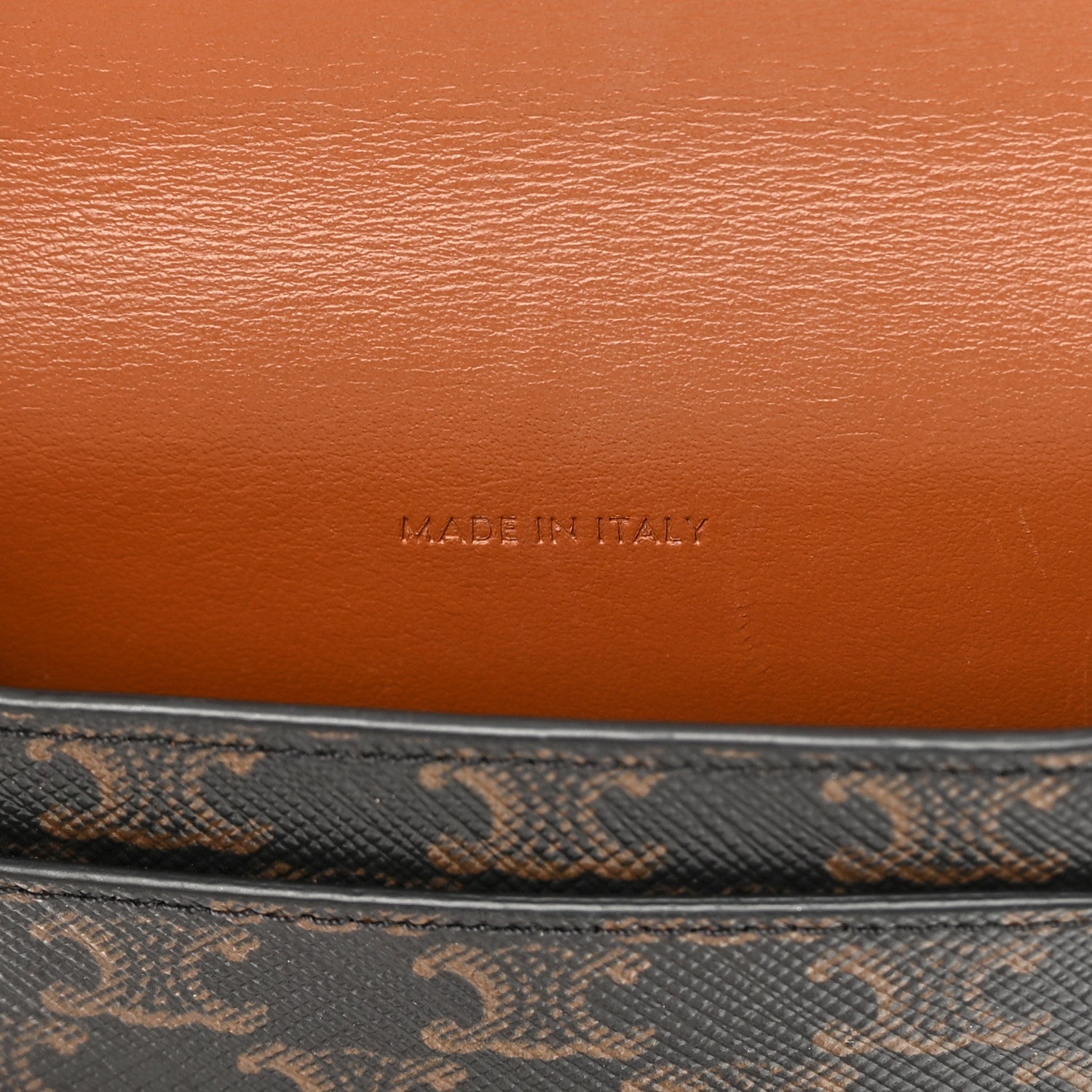 Celine Triomphe Canvas Lambskin Phone Pouch With Flap Tan 7 of 14