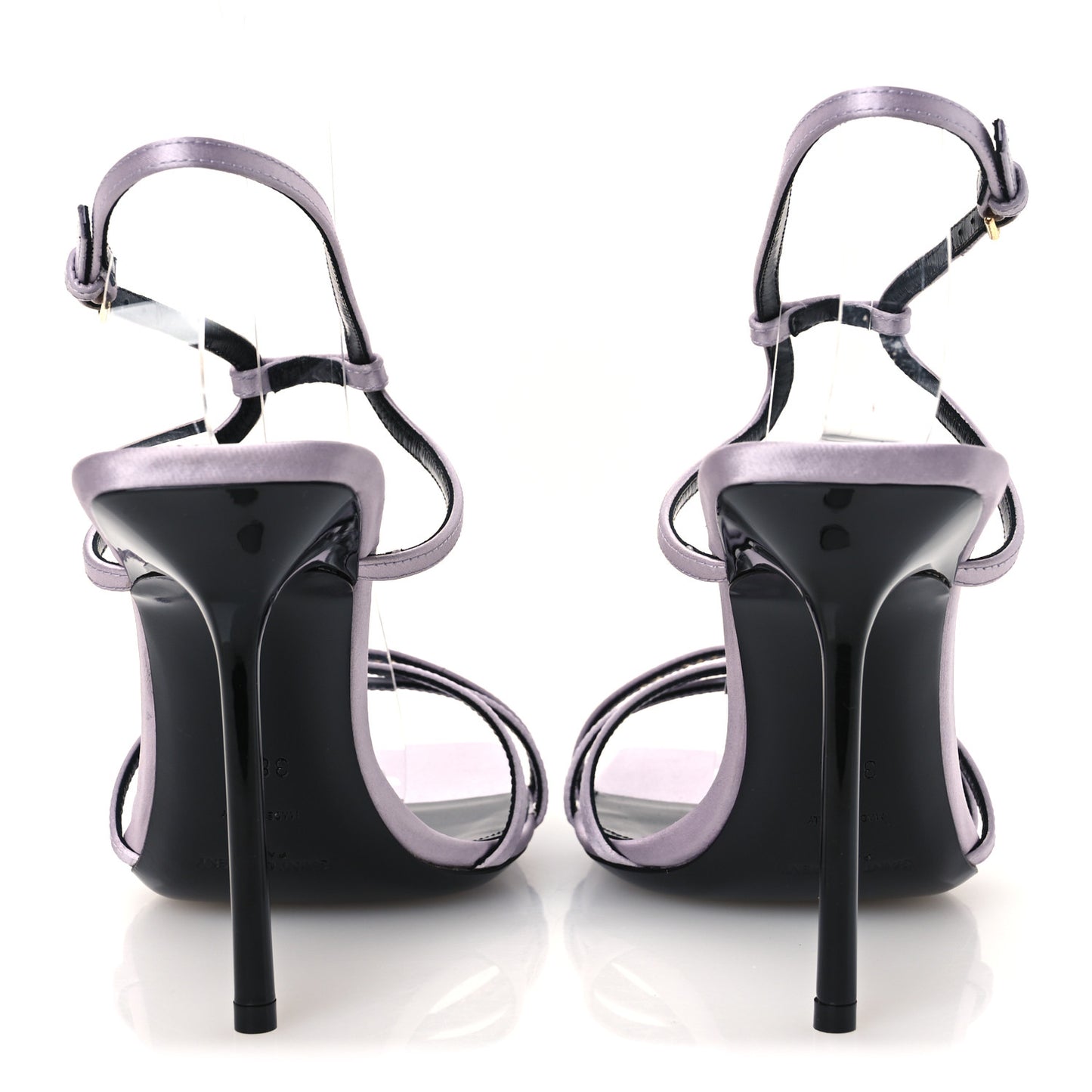 Crepe Satin Baliqua 105 Ankle Strap Sandals  38.5 Poly Grey