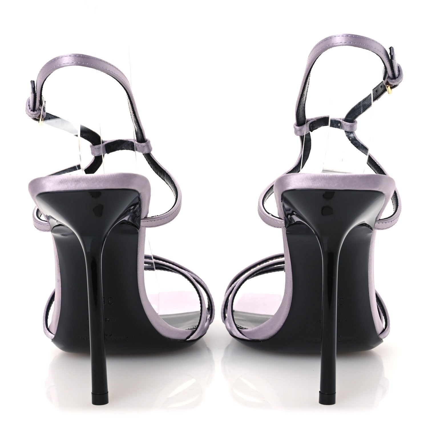 Saint Laurent Crepe Satin Baliqua 105 Ankle Strap Sandals  38.5 Poly Grey 6 of 12