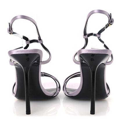 Saint Laurent Crepe Satin Baliqua 105 Ankle Strap Sandals  38.5 Poly Grey 6 of 12