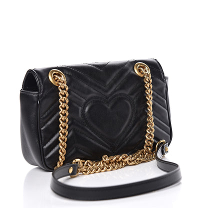 Gucci Calfskin Matelasse Mini GG Marmont Shoulder Bag Black 3 of 9