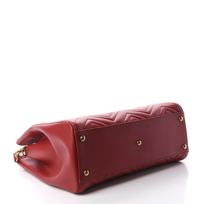 Gucci Calfskin Matelasse Medium GG Marmont Tote Hibiscus Red 4 of 12