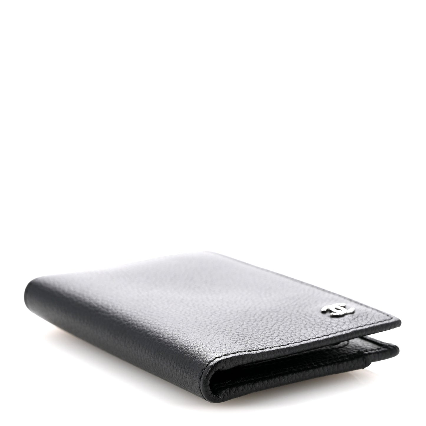 Grained Calfskin Brilliant Card Holder Black