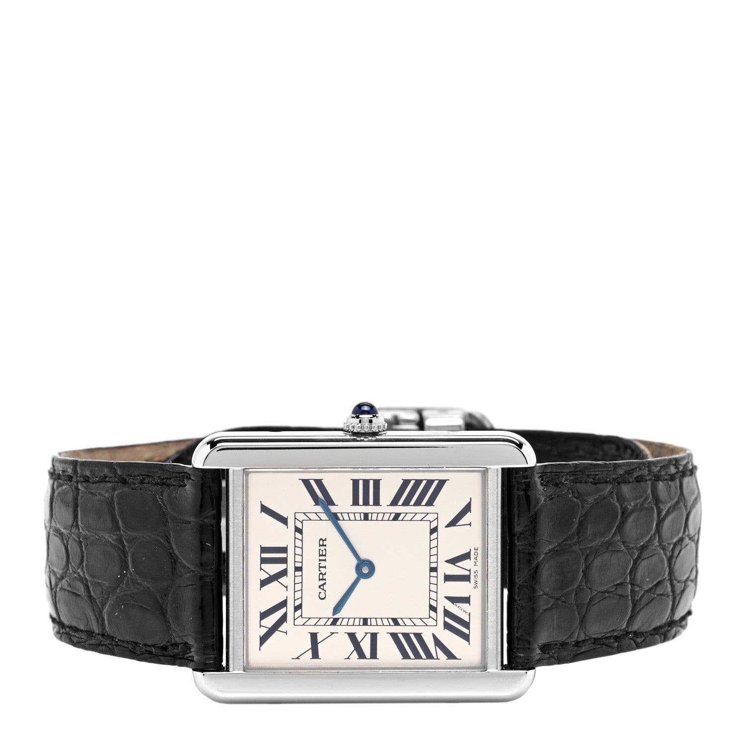 Cartier Stainless Steel Alligator 27mm Tank Solo Quartz Watch 2 of 4