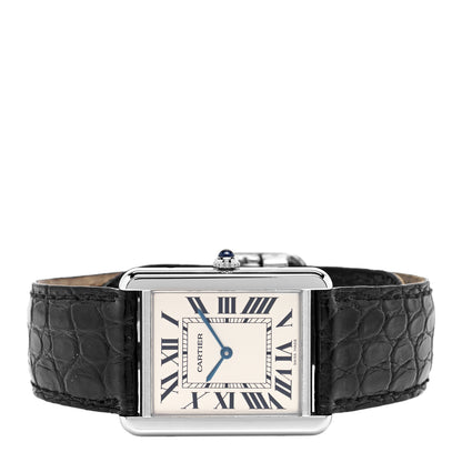 Cartier Stainless Steel Alligator 27mm Tank Solo Quartz Watch 2 of 4