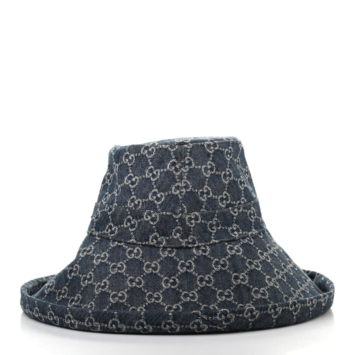 Gucci Eco Washed Denim GG Monogram Brim Hat L Blue Ivory 4 of 10
