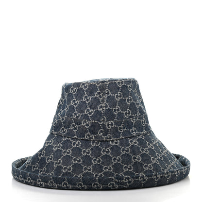 Gucci Eco Washed Denim GG Monogram Brim Hat L Blue Ivory 4 of 10