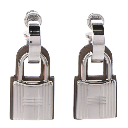 Hermes Palladium Swift O'Kelly Earrings Etoupe 1 of 5