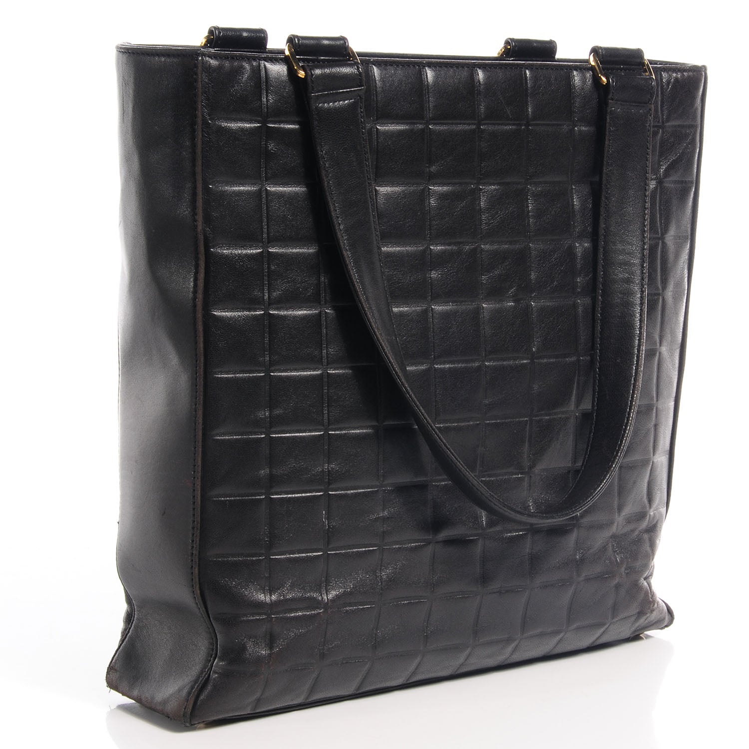 Chanel Lambskin Chocolate Bar Quilted Tote Black 3 of 7