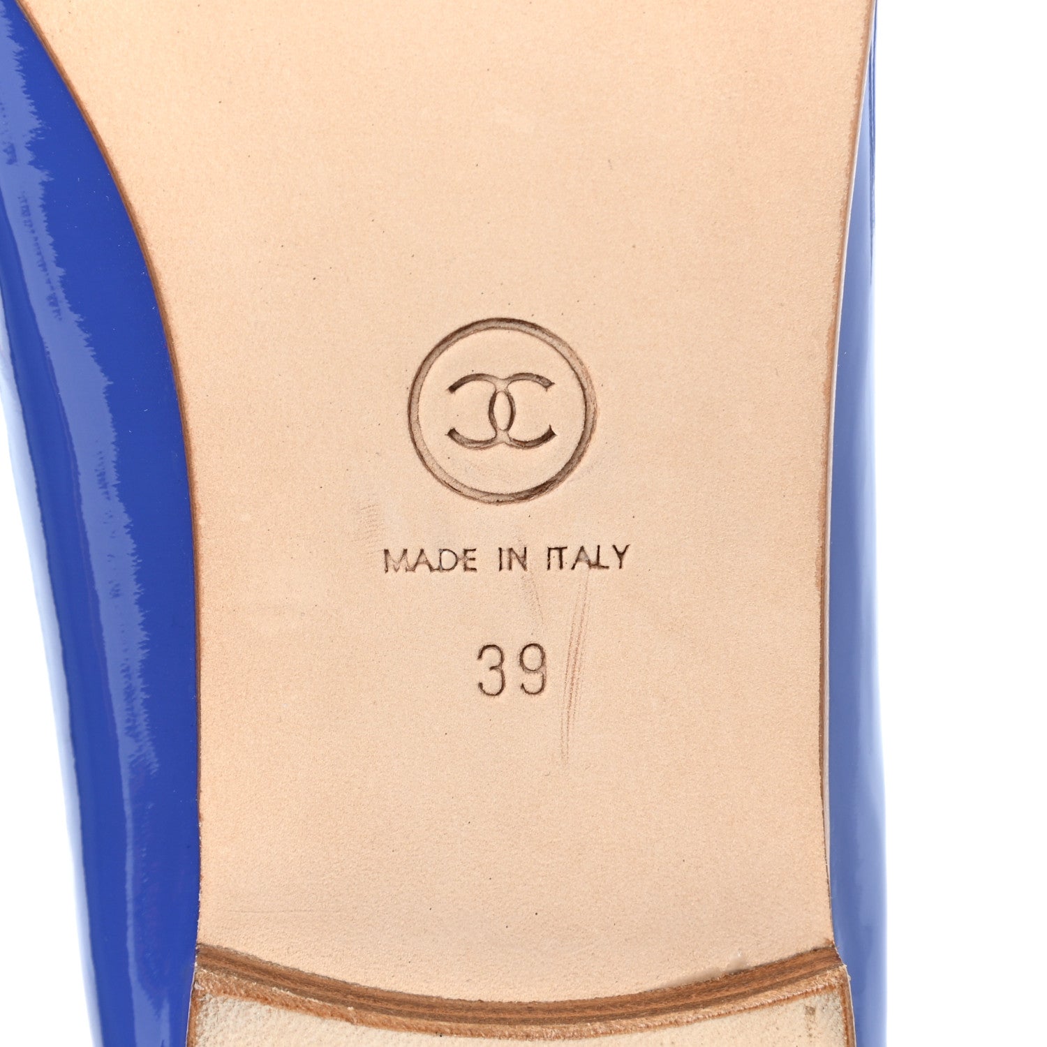Chanel Patent Calfskin CC Cap Toe Ballerina Flats 39 Blue 6 of 11