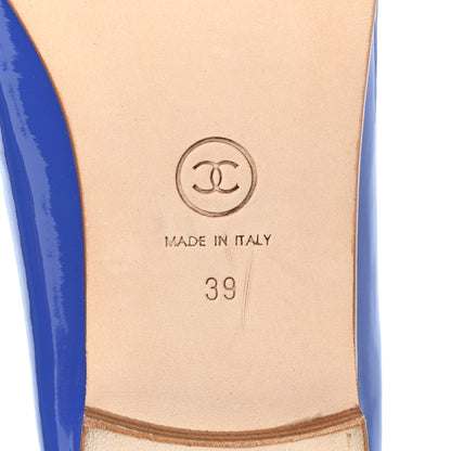 Chanel Patent Calfskin CC Cap Toe Ballerina Flats 39 Blue 6 of 11