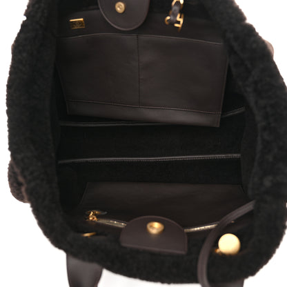 Chanel Lambskin Shearling Medium Deauville Tote Dark Brown 6 of 12