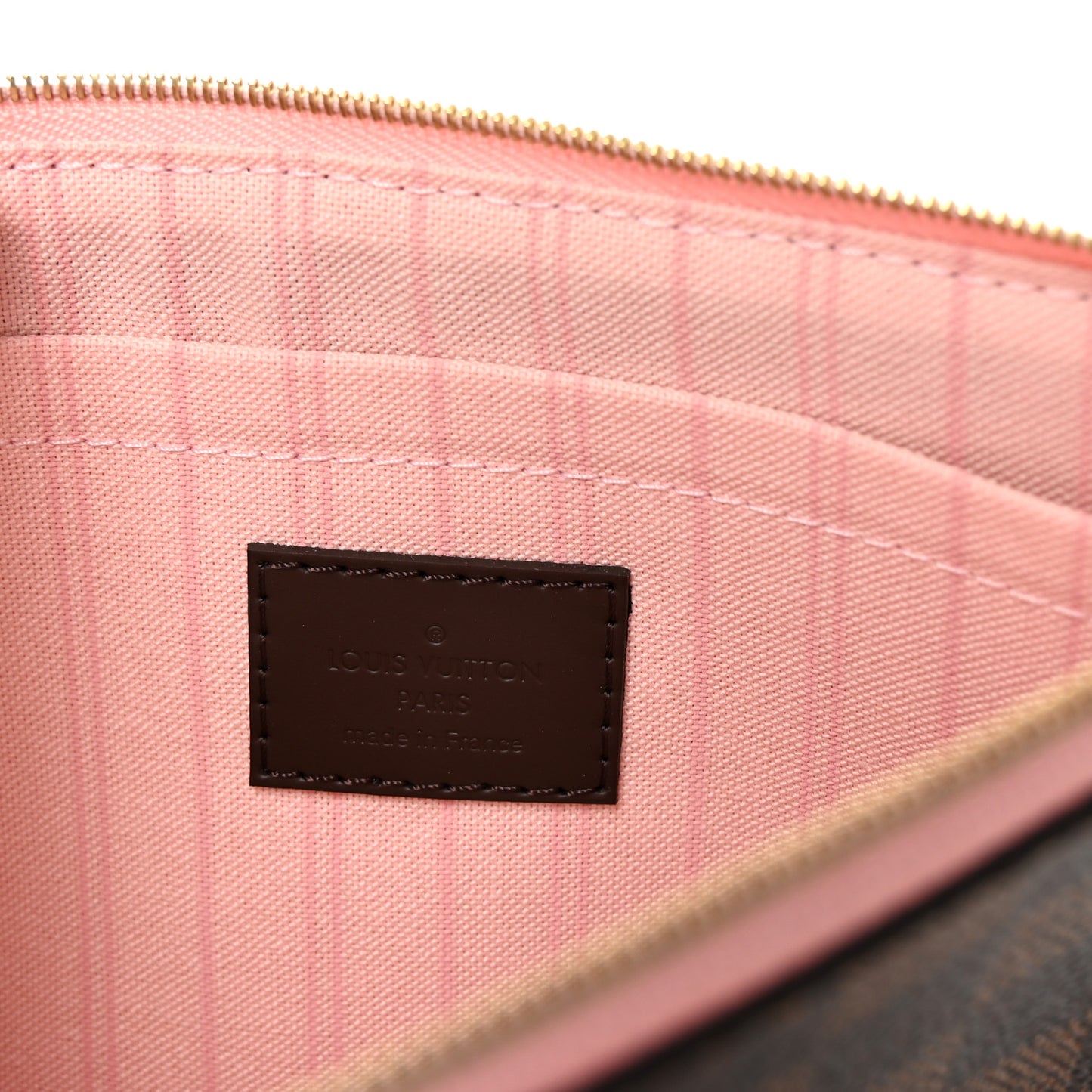 Damier Ebene Neverfull MM GM Pochette Rose Ballerine