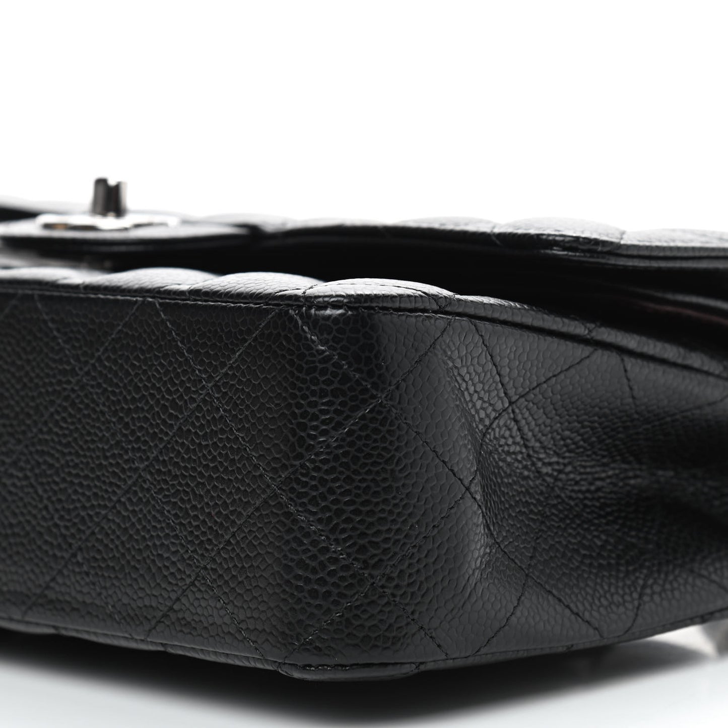Caviar Quilted Medium Double Flap Black