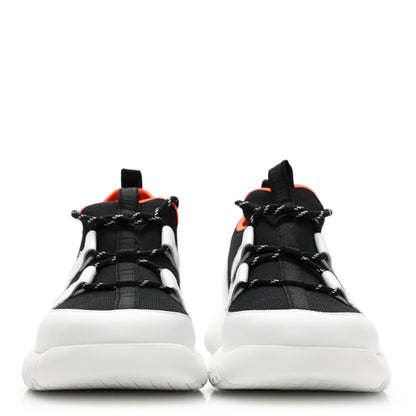 Hermes Technical Canvas Calfskin Mens Duel Sneakers 45 White Black 2 of 8