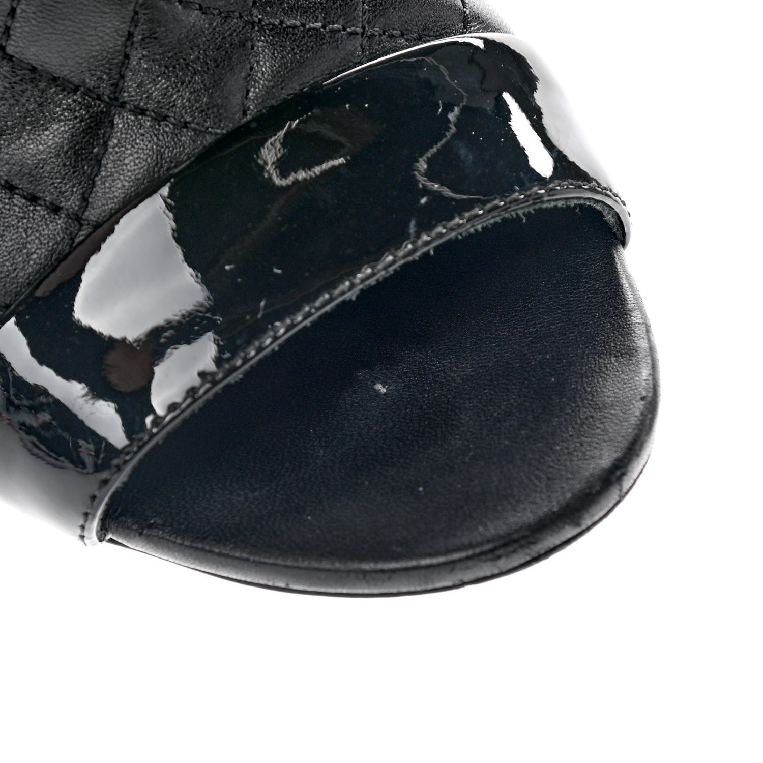 Chanel Lambskin Quilted Patent Short Boots 37.5 Black 9 of 12