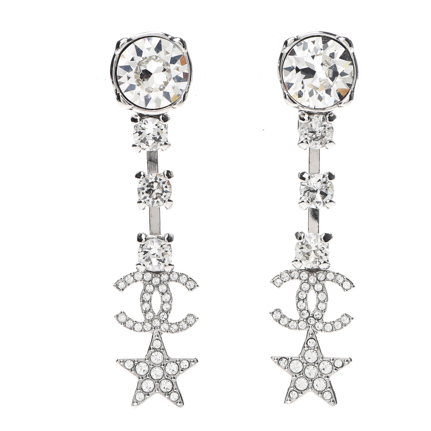 Crystal Starfall Drop CC Earrings Silver