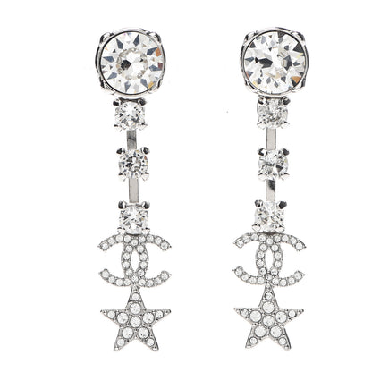 Chanel Crystal Starfall Drop CC Earrings Silver 1 of 5