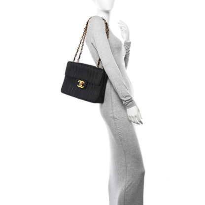 Chanel Caviar Vertical Quilted Jumbo Single Flap Black 2 of 10