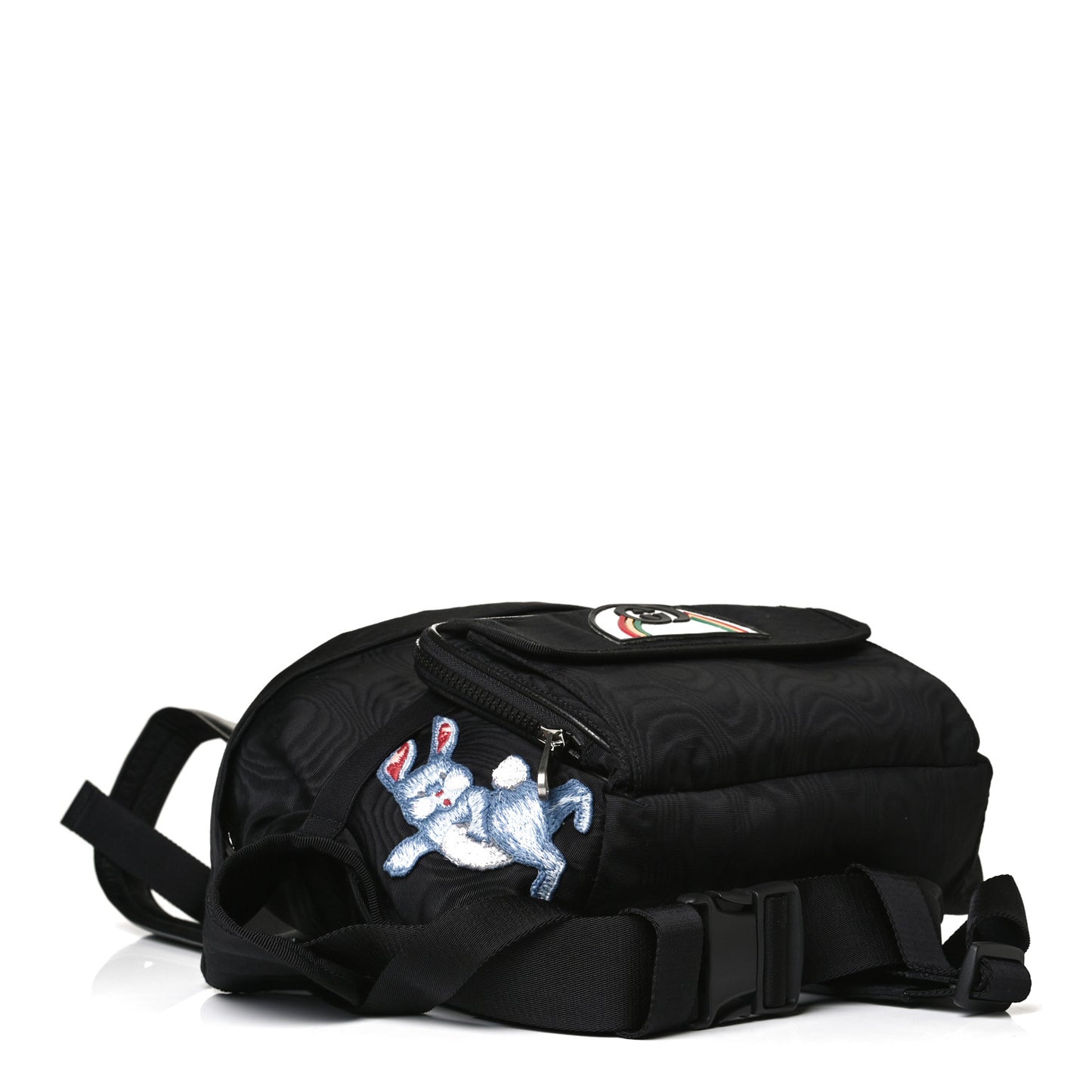 Nylon Retro Patch Convertible Belt Bag Black